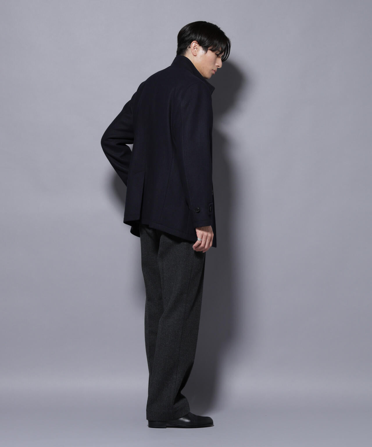 ウール/Nメルトンスタンドカラーコート