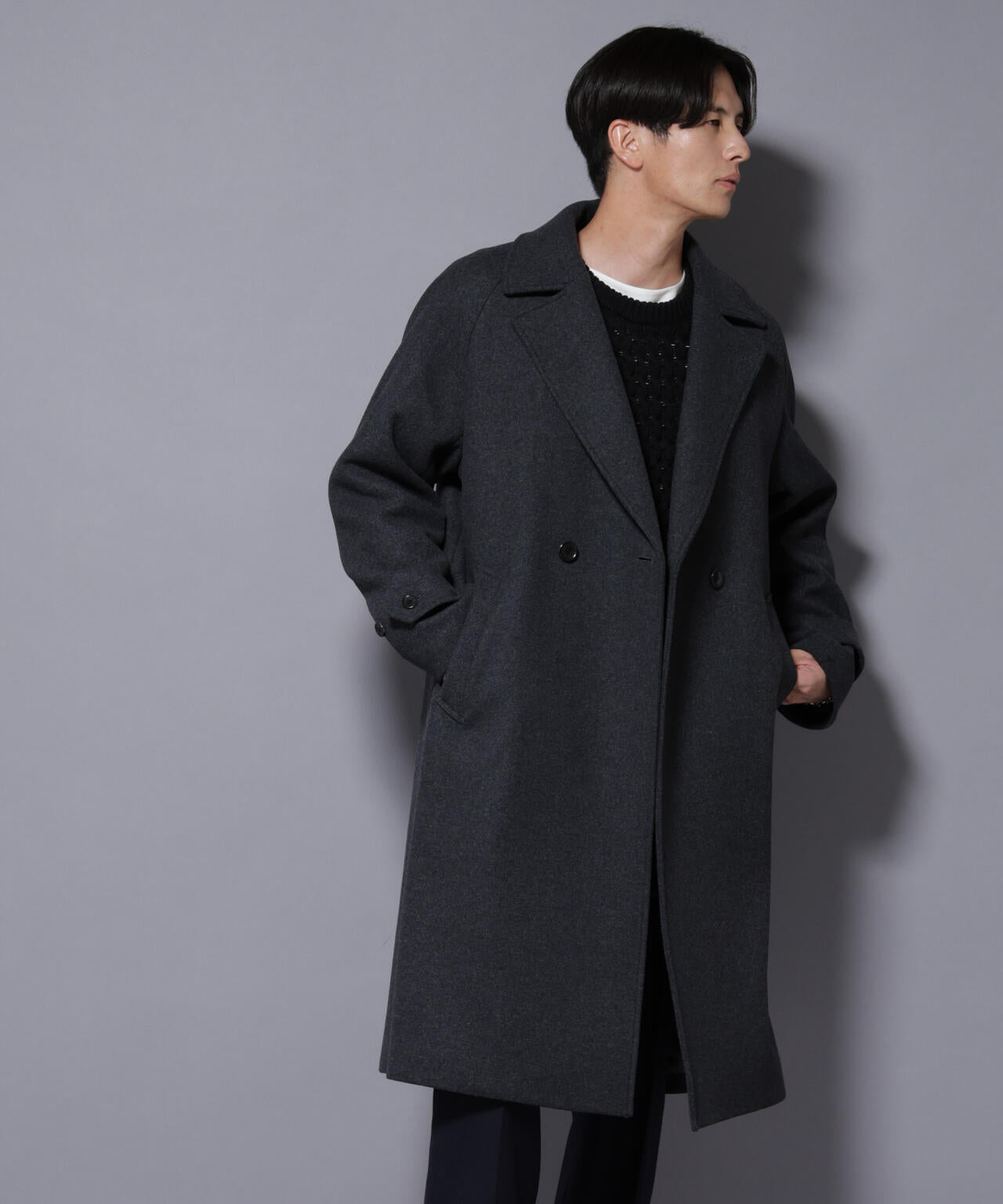 ウールカシミヤメルトンダブルコート