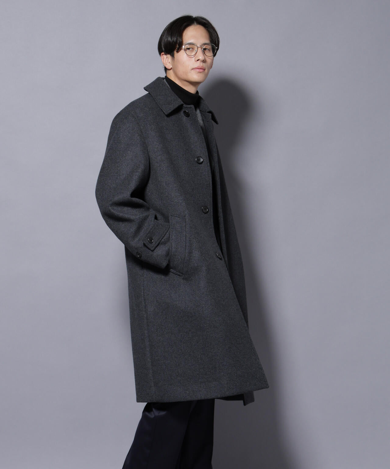 ウールカシミヤメルトンシングルコート