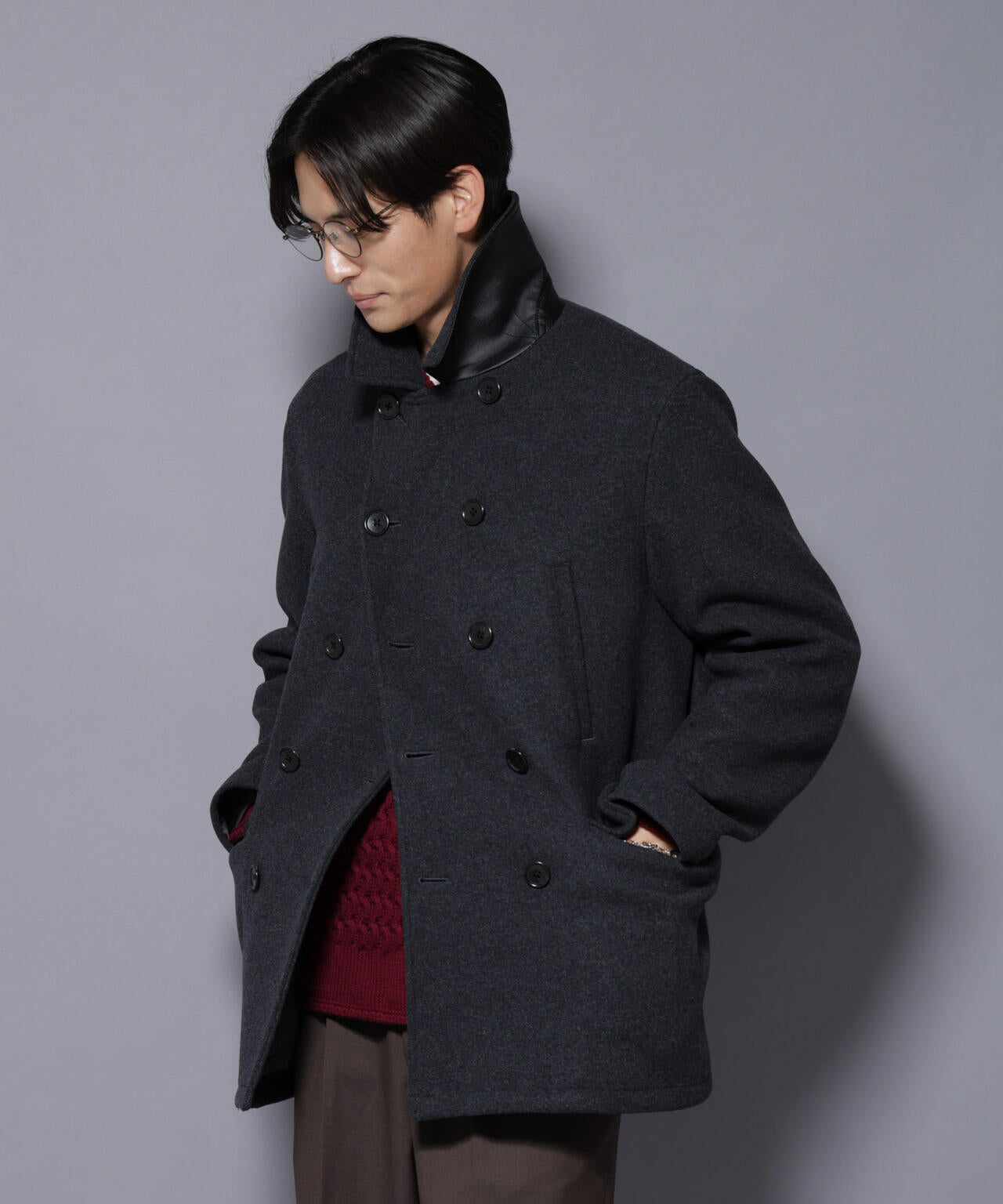ウールカシミヤメルトンPコート