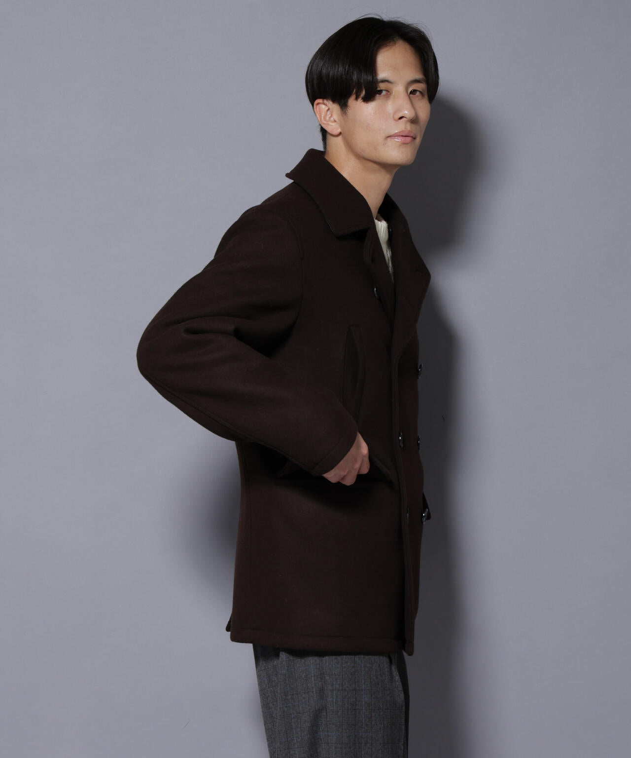 ウールカシミヤメルトンPコート