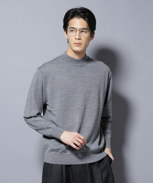 「毛玉レスニット」ファインゲージモックネック