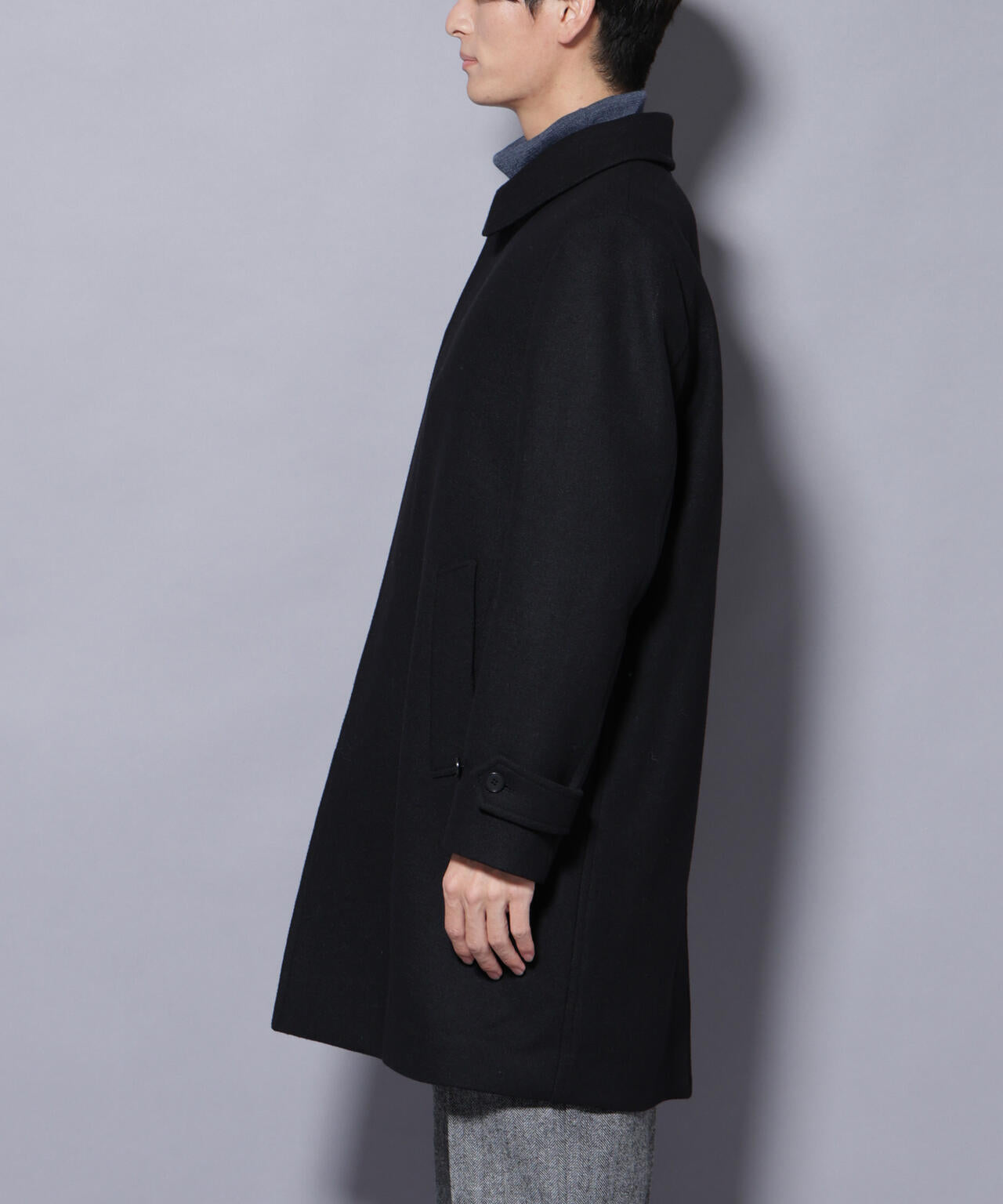 ウール/Nメルトンステンカラーコート