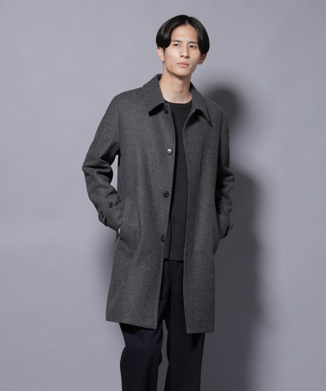 ウール/Nメルトンステンカラーコート