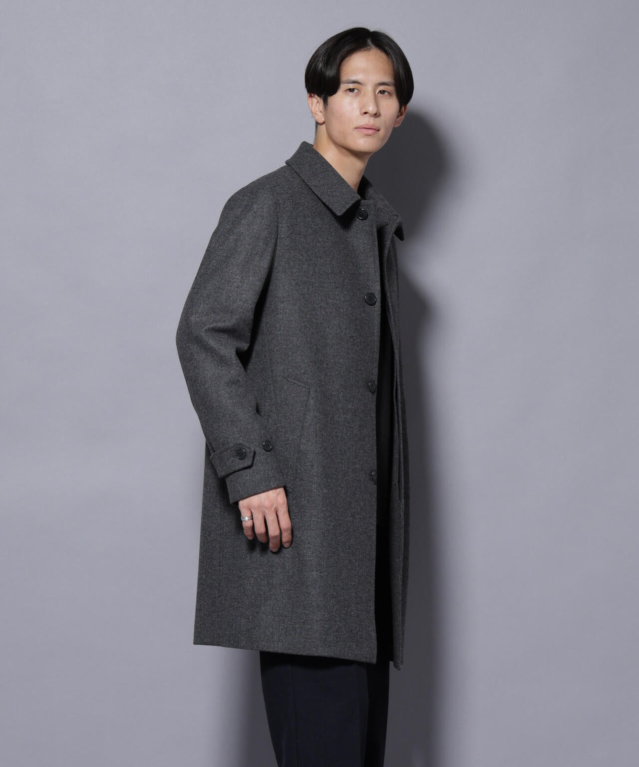 ウール/Nメルトンステンカラーコート