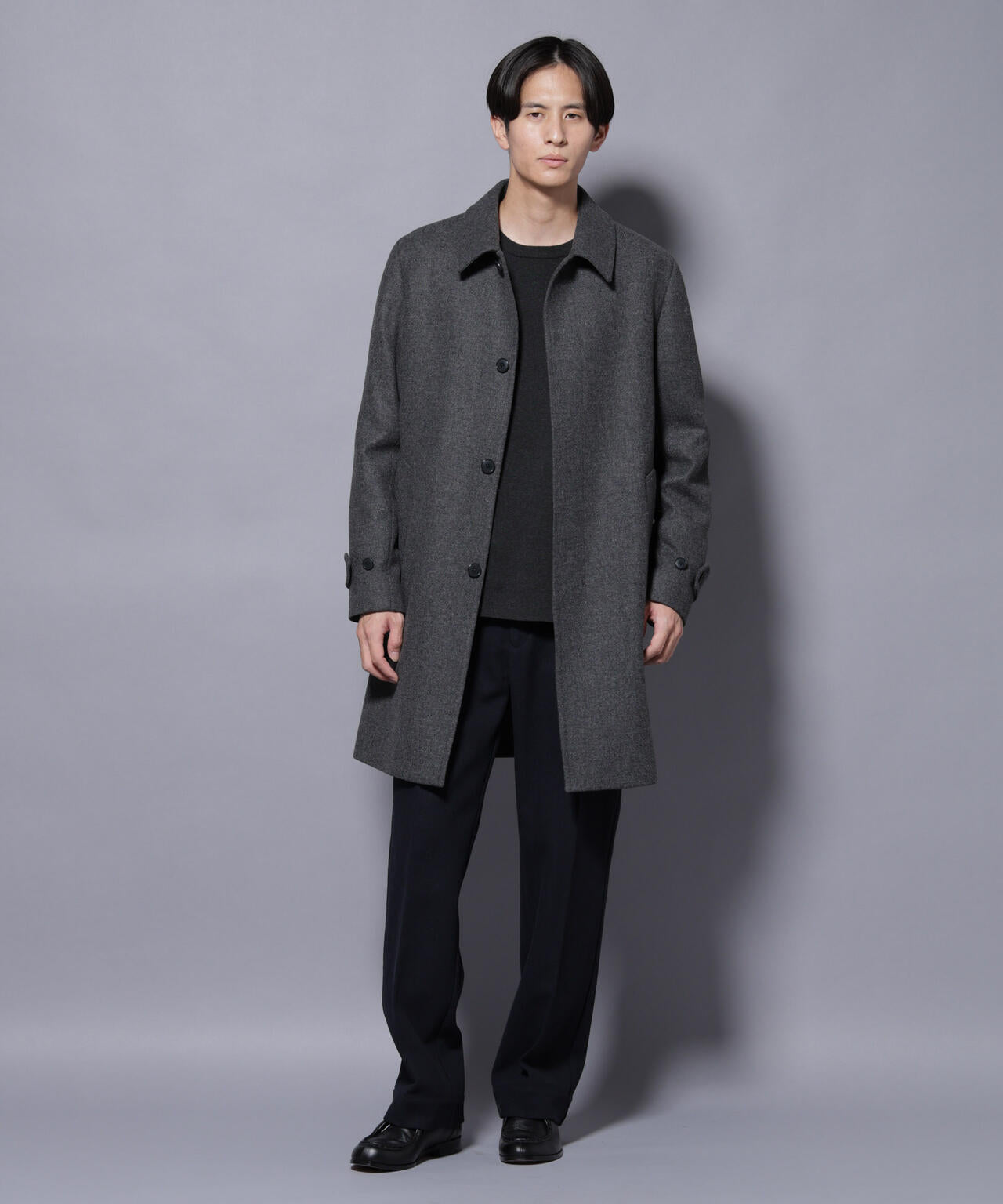 ウール/Nメルトンステンカラーコート