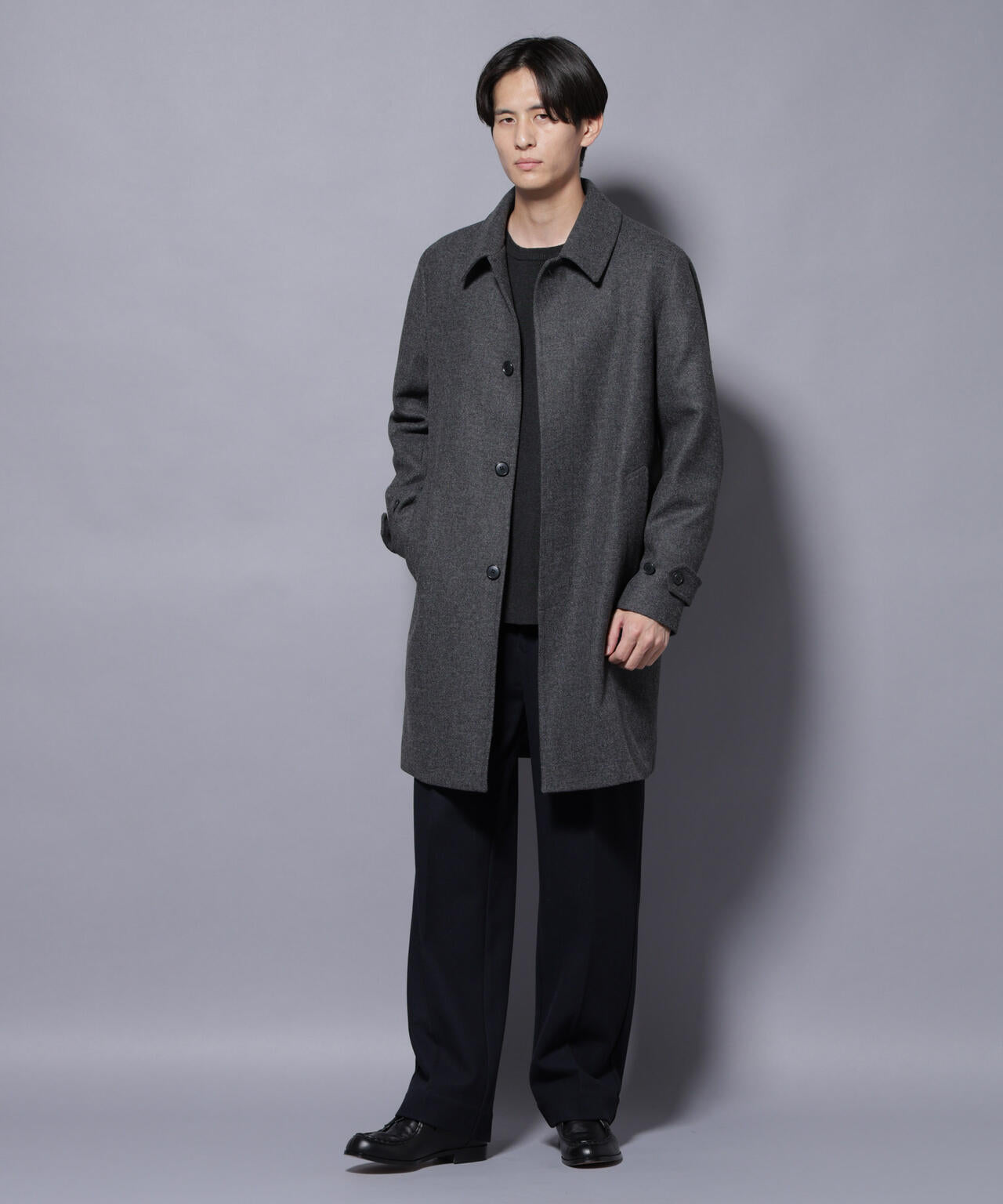 ウール/Nメルトンステンカラーコート