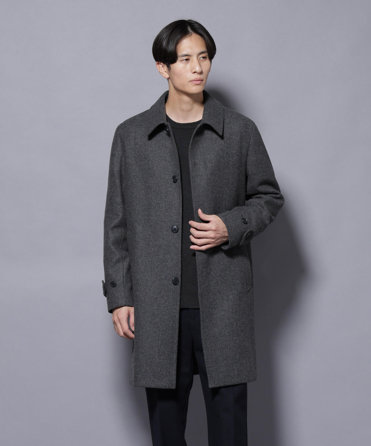 ウール/Nメルトンステンカラーコート