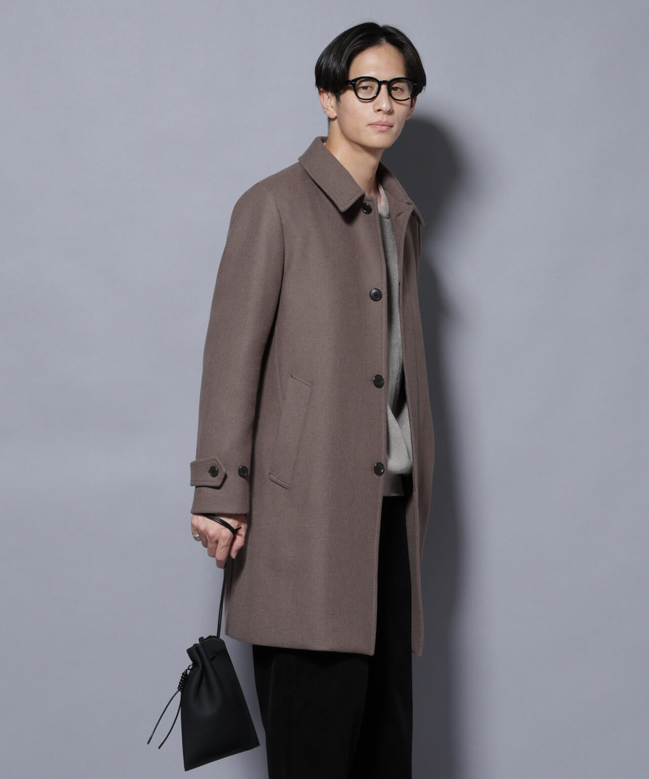 ウール/Nメルトンステンカラーコート