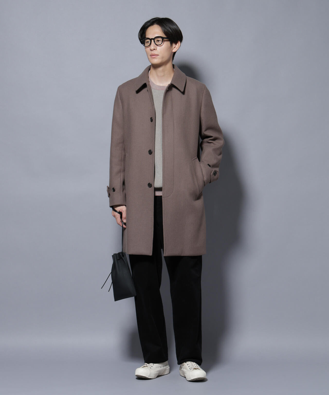 ウール/Nメルトンステンカラーコート