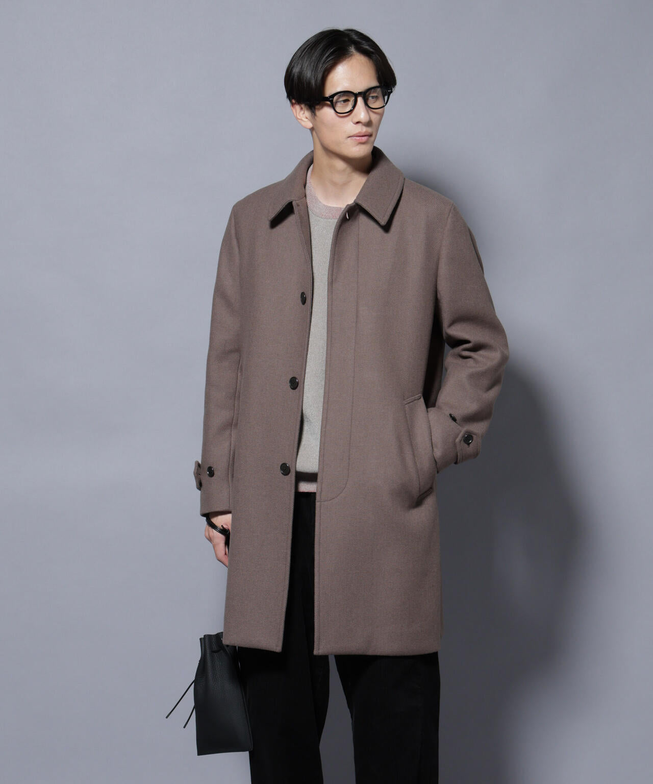 ウール/Nメルトンステンカラーコート