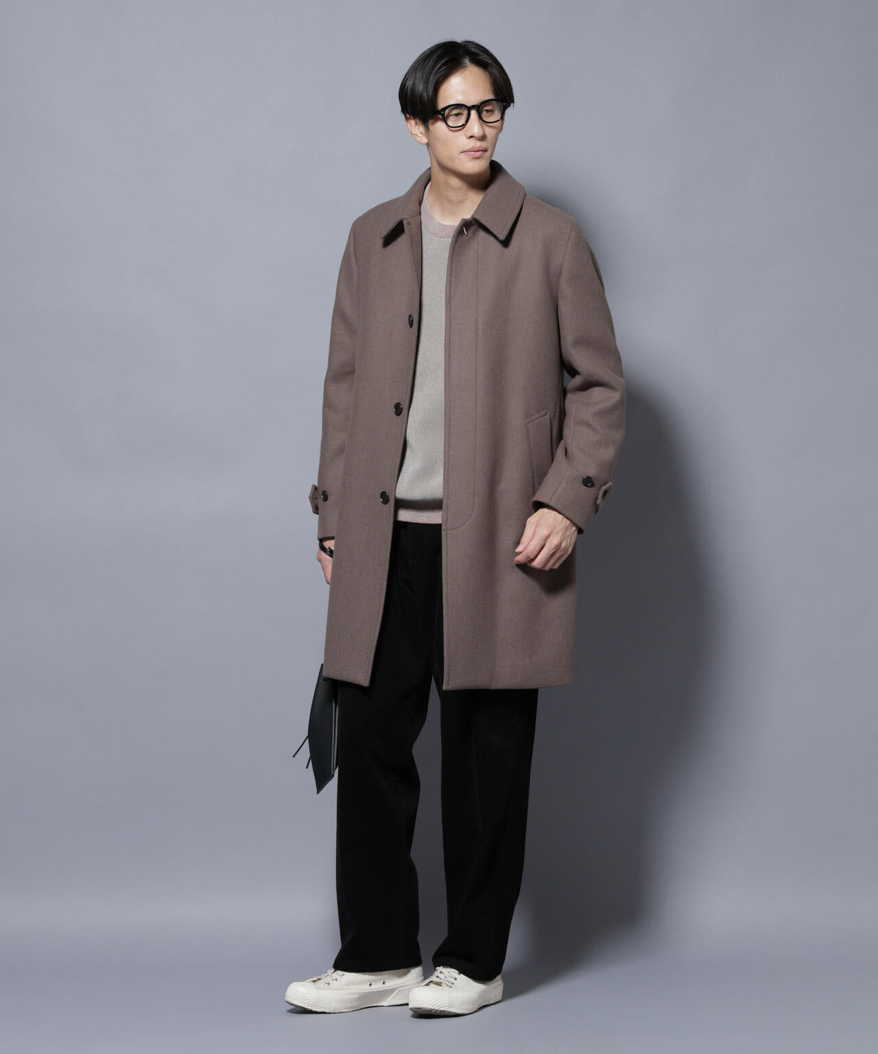 ウール/Nメルトンステンカラーコート