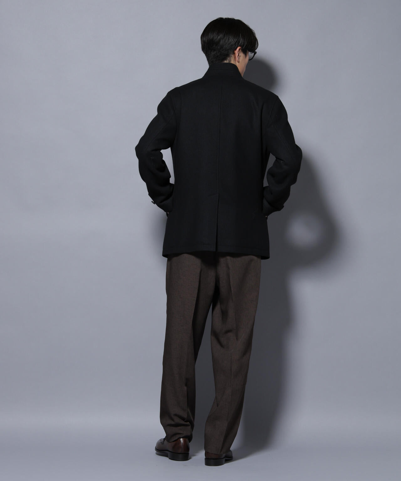 ウール/Nメルトンスタンドカラーコート