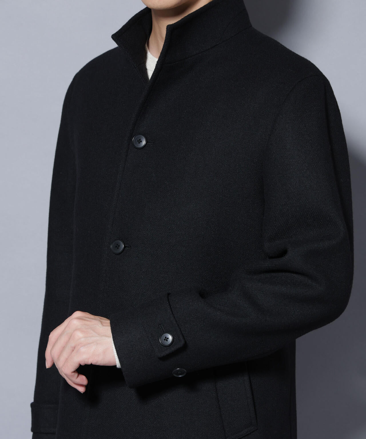 ウール/Nメルトンスタンドカラーコート