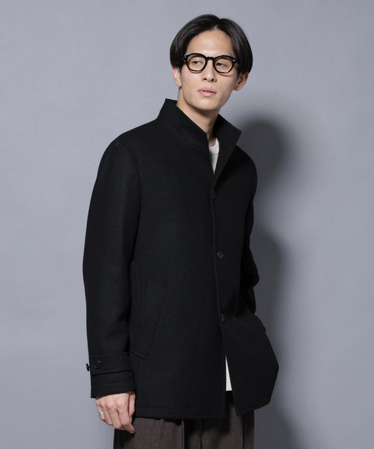 ウール/Nメルトンスタンドカラーコート