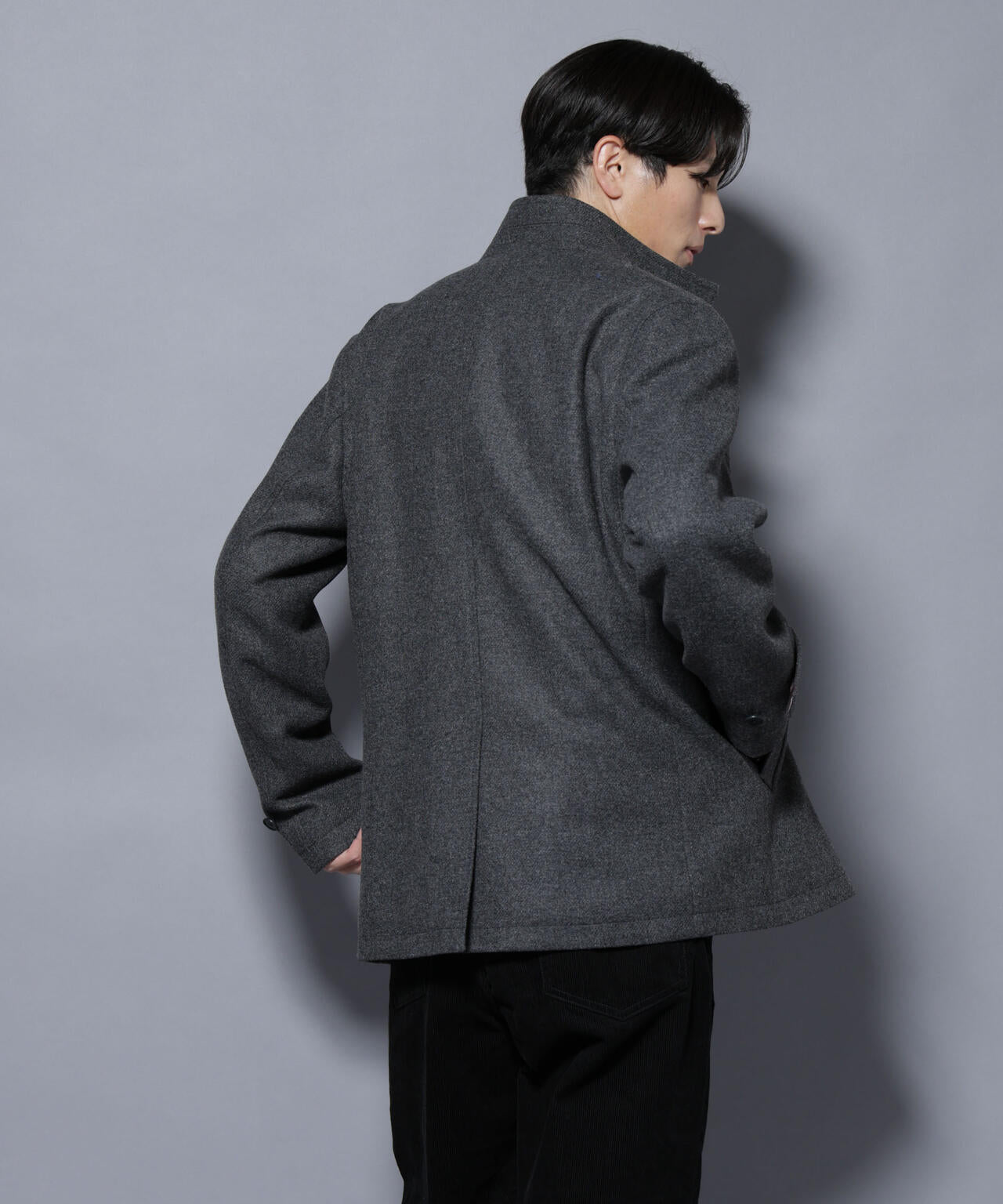 ウール/Nメルトンスタンドカラーコート